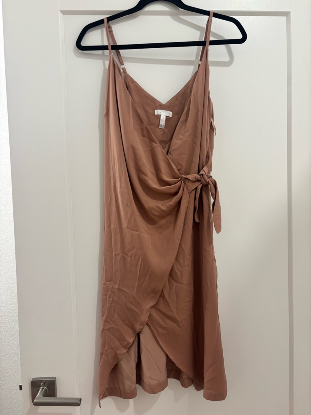 BCBG Mauve Wrap Midi Dress with Side Tie